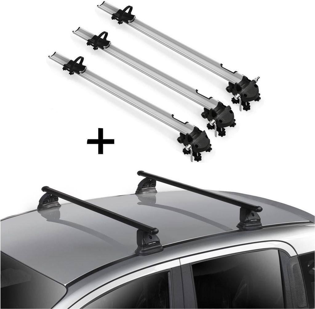 3x Fahrradträger Bike Pro + Dachträger VDP EVO Stahl kompatibel mit Mercedes Classe E (W212) 4 Türer 2009-2016