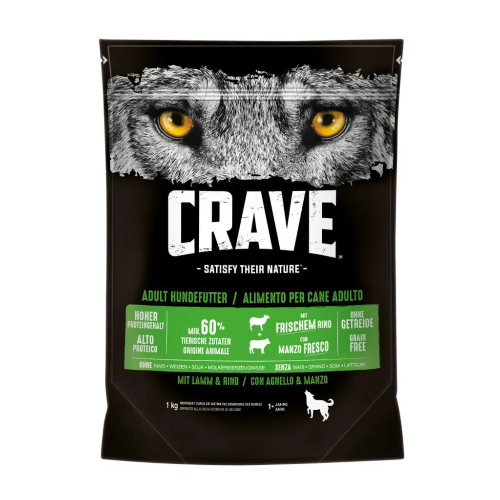 Crave Cane Adulto Agnello e Manzo 1kg | Proteine 36% Grain Free