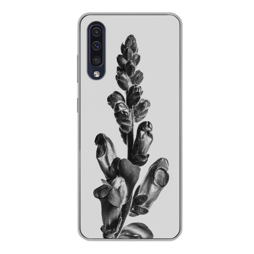 MuchoWow Handyhülle Schutzhülle Hülle für Samsung Galaxy A50 Pflanze - Schwarz - Weiß - Abstrakt Silikon Softcase Handy Hülle - Mobiltelefo...