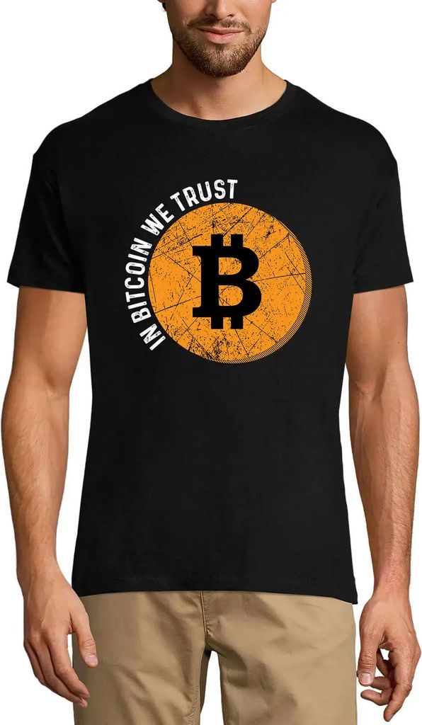 Herren Grafik T-Shirt Auf Bitcoin vertrauen wir - Blockchain-Währung – In Bitcoin We Trust - Blockchain Currency – Öko-Verantwortlich Vintage...