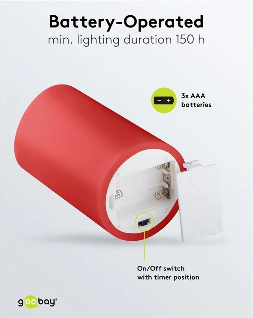Goobay 77749 Set 4 Candele LED Cera Rossa con Timer e Stoppino 3D - 13