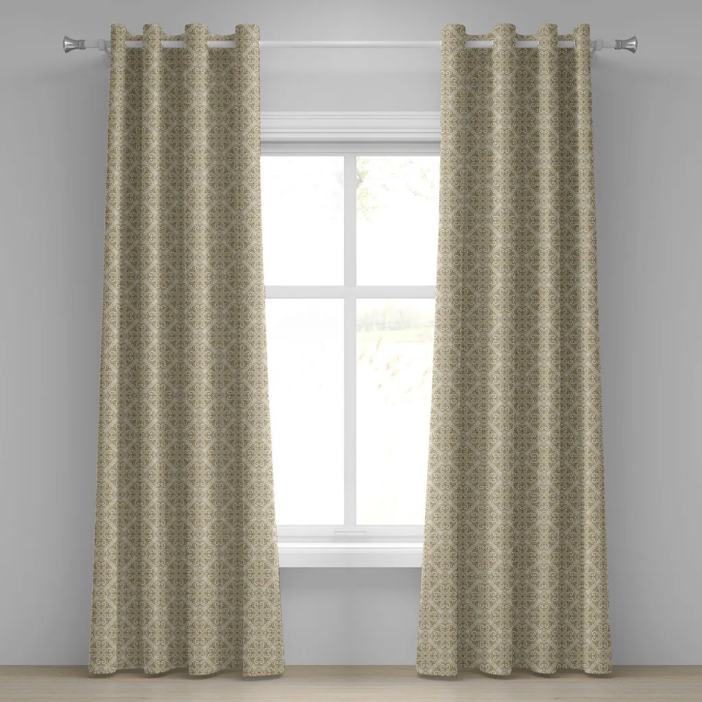 Rideau à œillets beige ABAKUHAUS motif floral baroque 280 x 175 cm