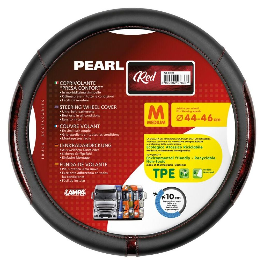 LAMPA 97833 Skeentex Lenkradbezug TPE Ø44-46cm Rot Schwarz Lenkradhülle