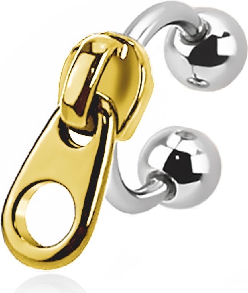 Piercing Ring Hufeisen Lippen Augenbrauen Ohr Nasen Zpper Reißverschluss Intim Piercing Circular Barbell silber-gold 1,2 mm