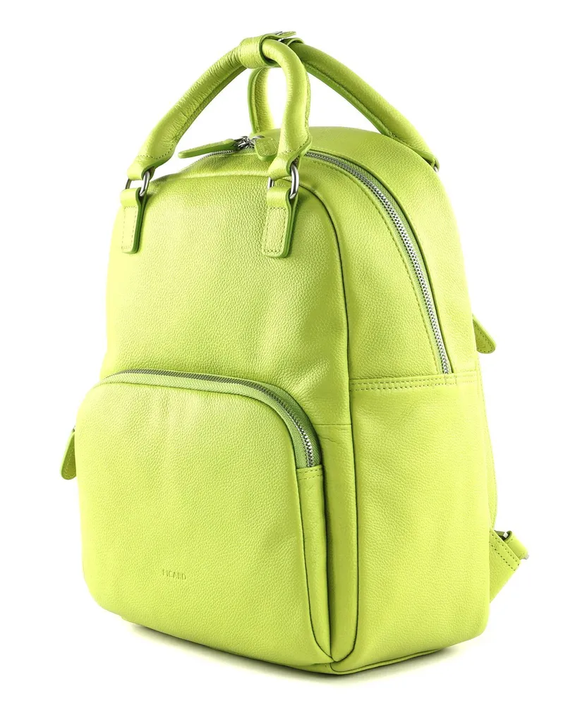 Sac à dos loisirs PICARD Luis en cuir souple couleur vert clair lime - 2