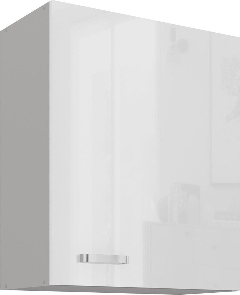 Küche Hängeschrank 60 Bianca Weiß Hochglanz + Grau Produktbild 
