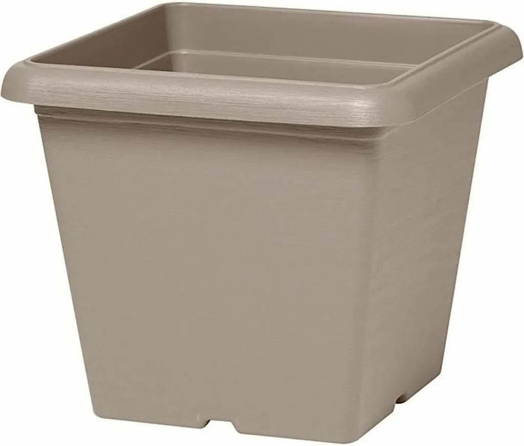 Pot Garden ID Taupe Carré 40 x 35 cm - Jardinière Robuste Extérieur