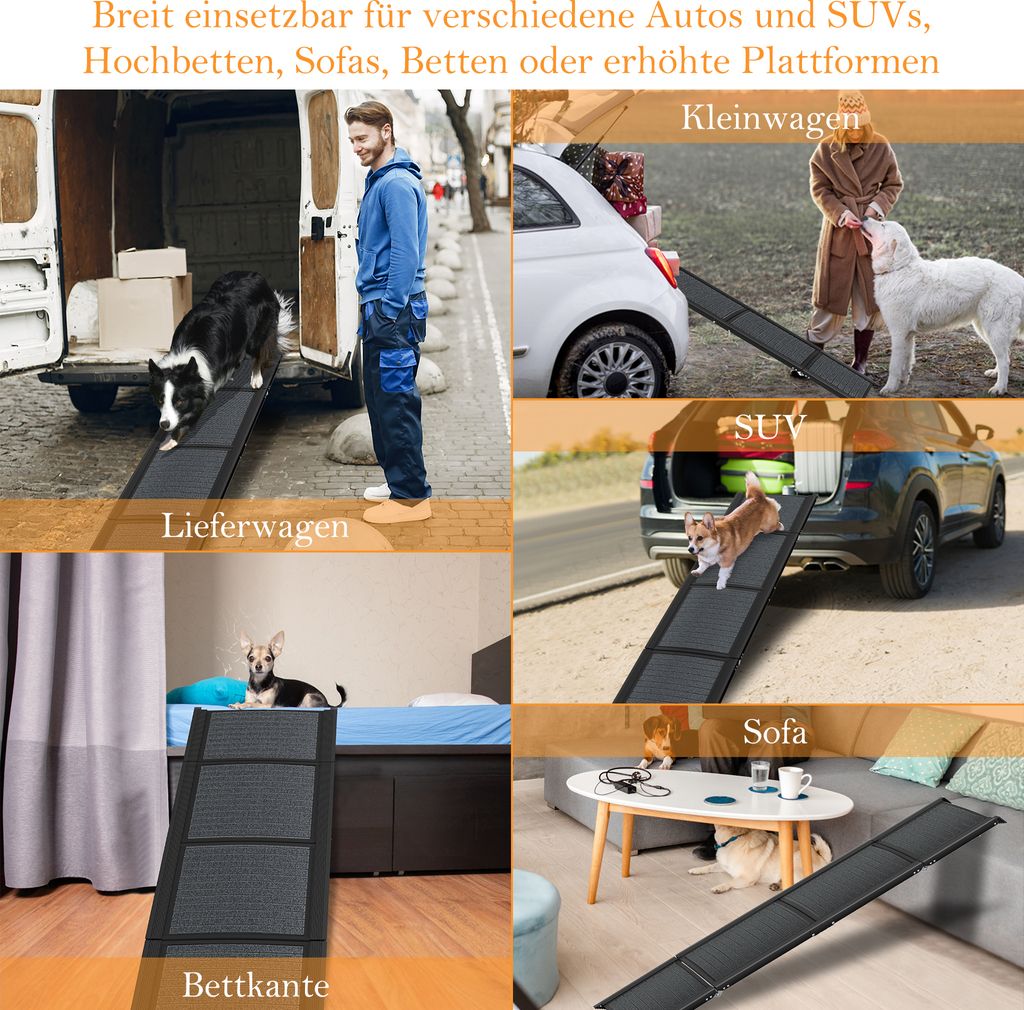 LZQ 157cm Hunderampe Auto Klappbar,Hundetreppe Auto mit Produktbild 5