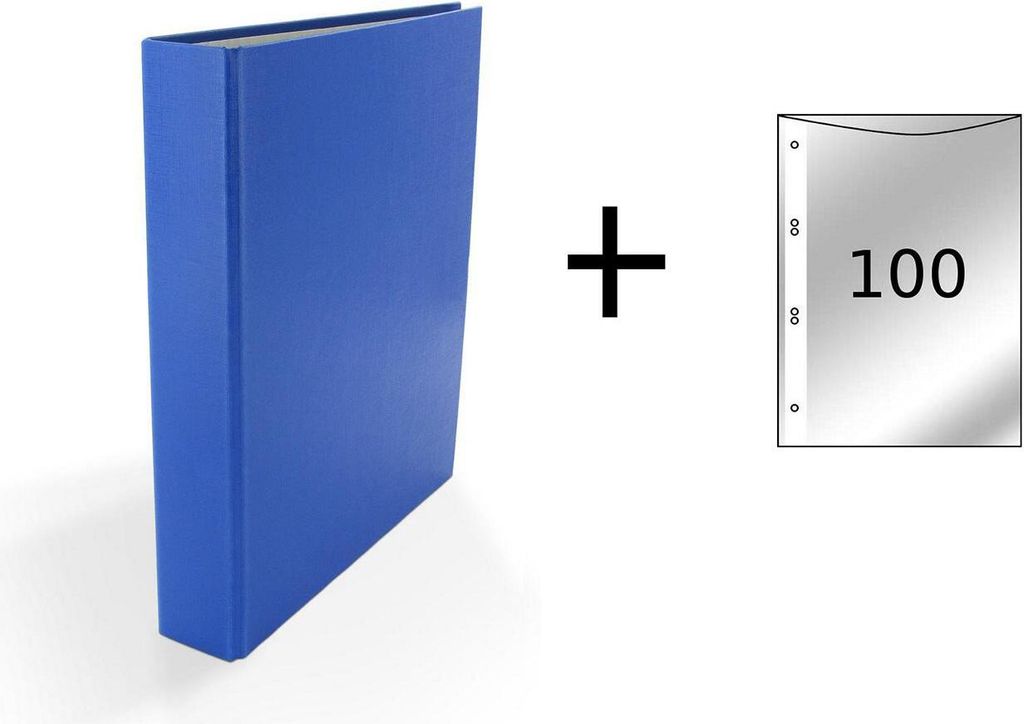 Ringbuch / DIN A5 / 2-Ring Ordner / Farbe: blau + 100 Prospekthüllen