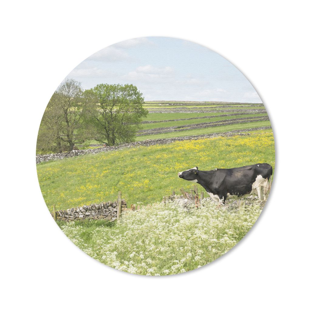 MuchoWow Mauspad Mousepad Kuh - Blumen - Tiere 30x30 cm - Mousepads - Maus Mat - Pad - Mausunterlage - Tischunterlage - Schreibtischmatten