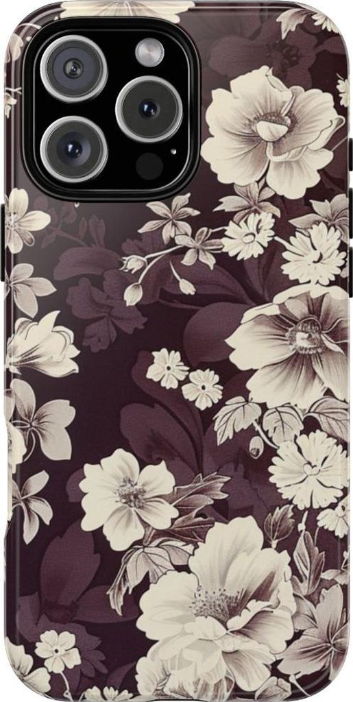 Elegantes Vintage-Blumenmuster in Weiß – Hülle Kompatibel mit iPhone 16 Pro Max