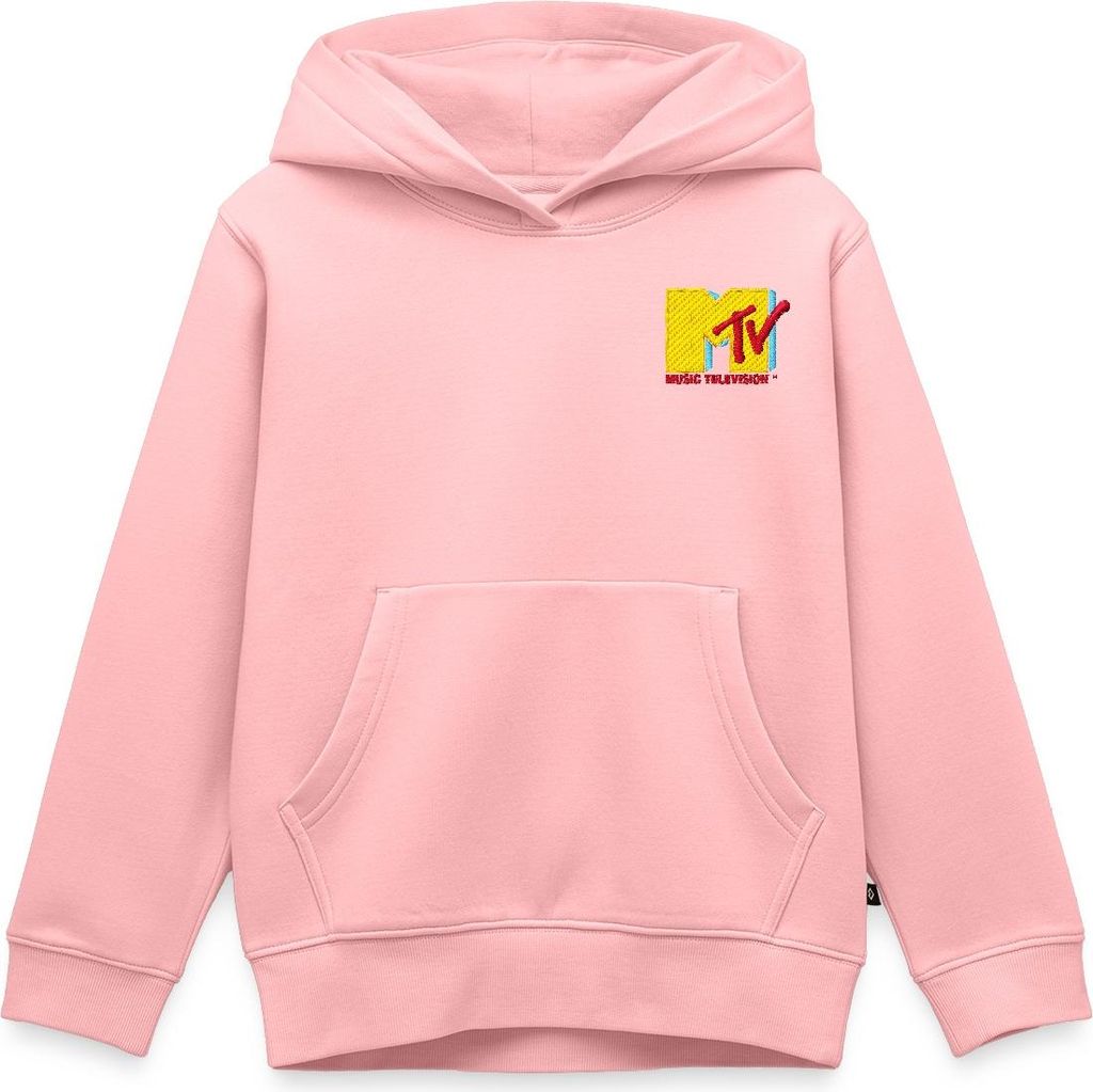 Spreadshirt MTV Logo Als Stick-Design Kinder Premium Hoodie, 98/104 (2 Jahre), Rosa