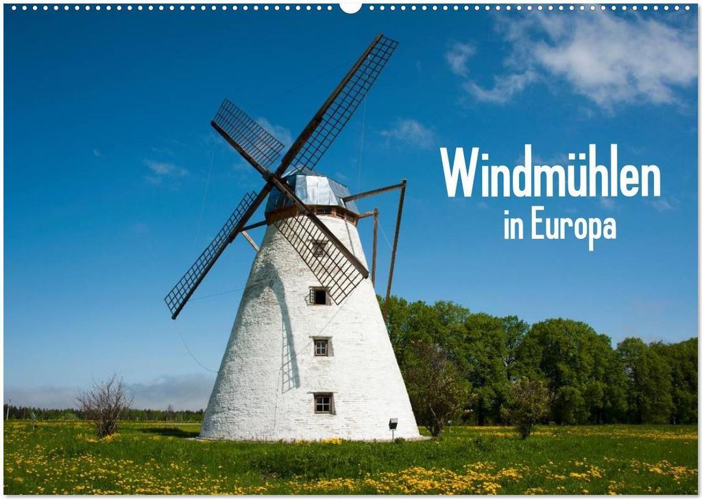 Windmühlen in Europa (Wandkalender 2026 DIN A2 quer), CALVENDO Monatskalender
