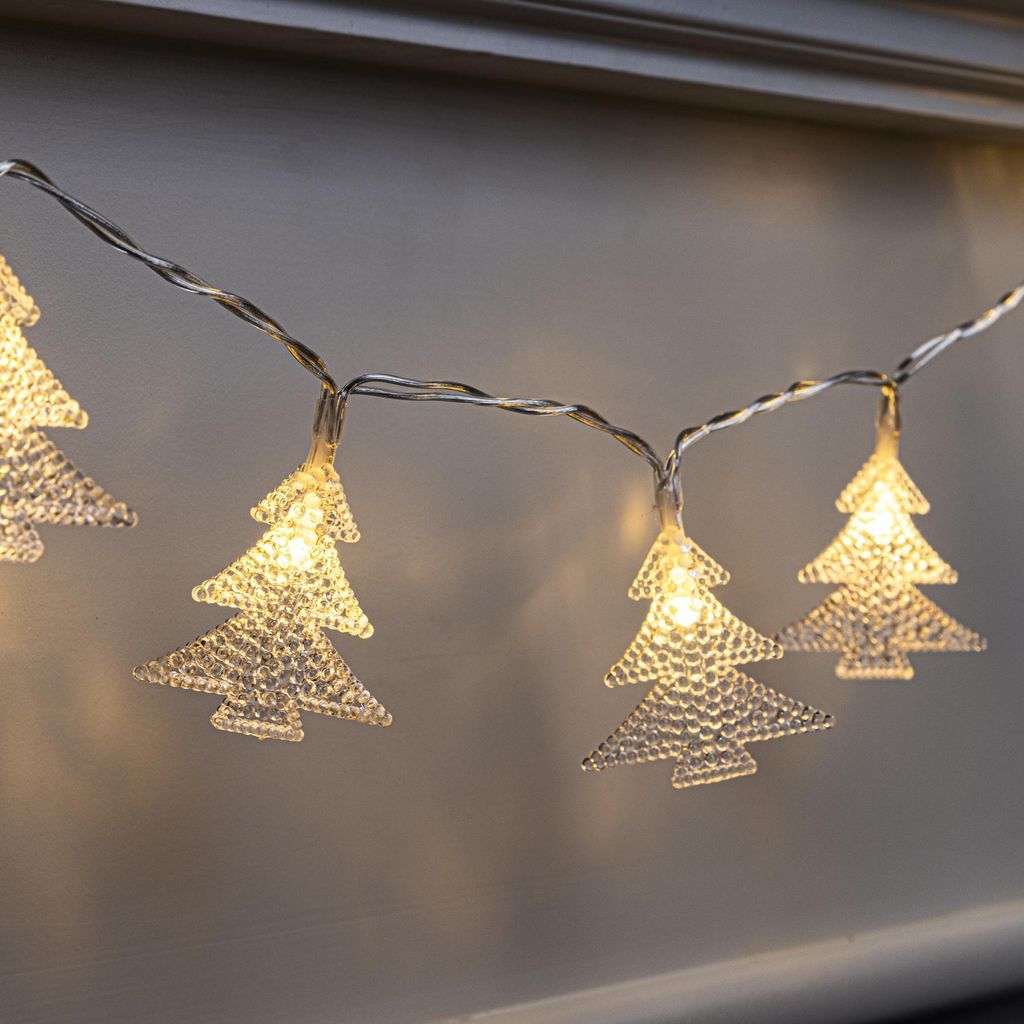 LED Lichterkette Tannenbaum mit 10 warmweißen LEDs Länge 90cm Innen
