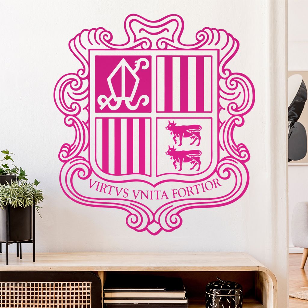 Andorra Wappen Wandtattoo Wandaufkleber Wall Sticker - Dekoration, Küche, Wohnzimmer, Schlafzimmer, Badezimmer