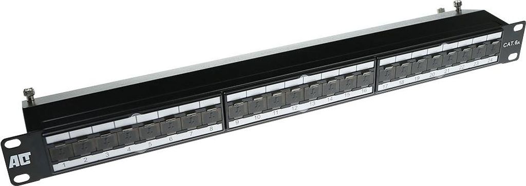 ACT Patchpanel 24-ports Shielded CAT6A with cover CAT6A PATCHPANEL 24P STP C6A+COVER (PP1020)