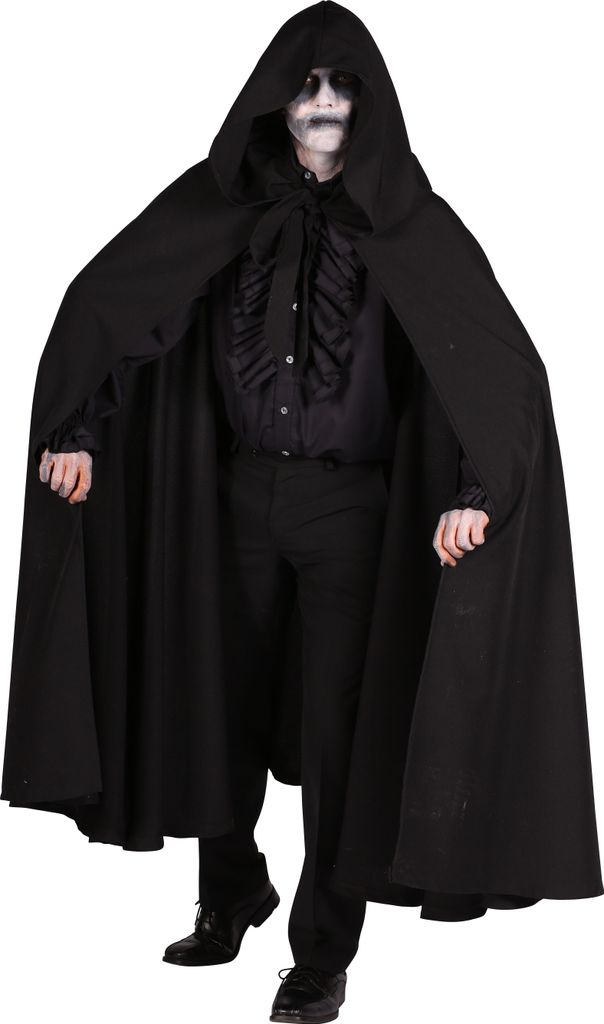 T2414 schwarz Damen Herren Umhang mit Kapuze Cape "Dark Produktbild 