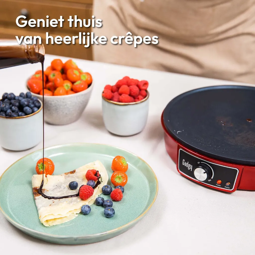 Crêpière 1000W à thermostat ajustable Gadgy - Set de cuisson complet