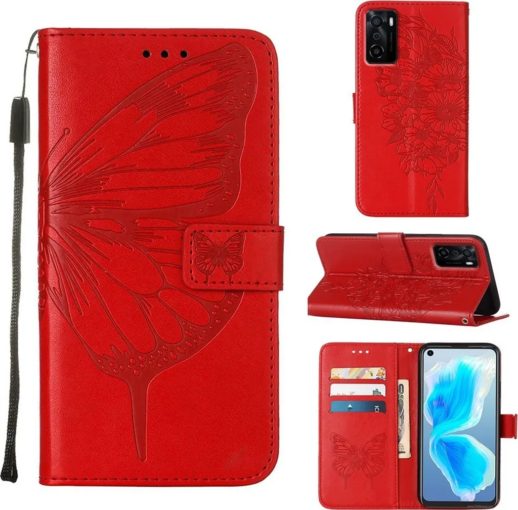 Custodia Professionale OPPO A55S 5G - Pelle Sintetica Rosso Relief