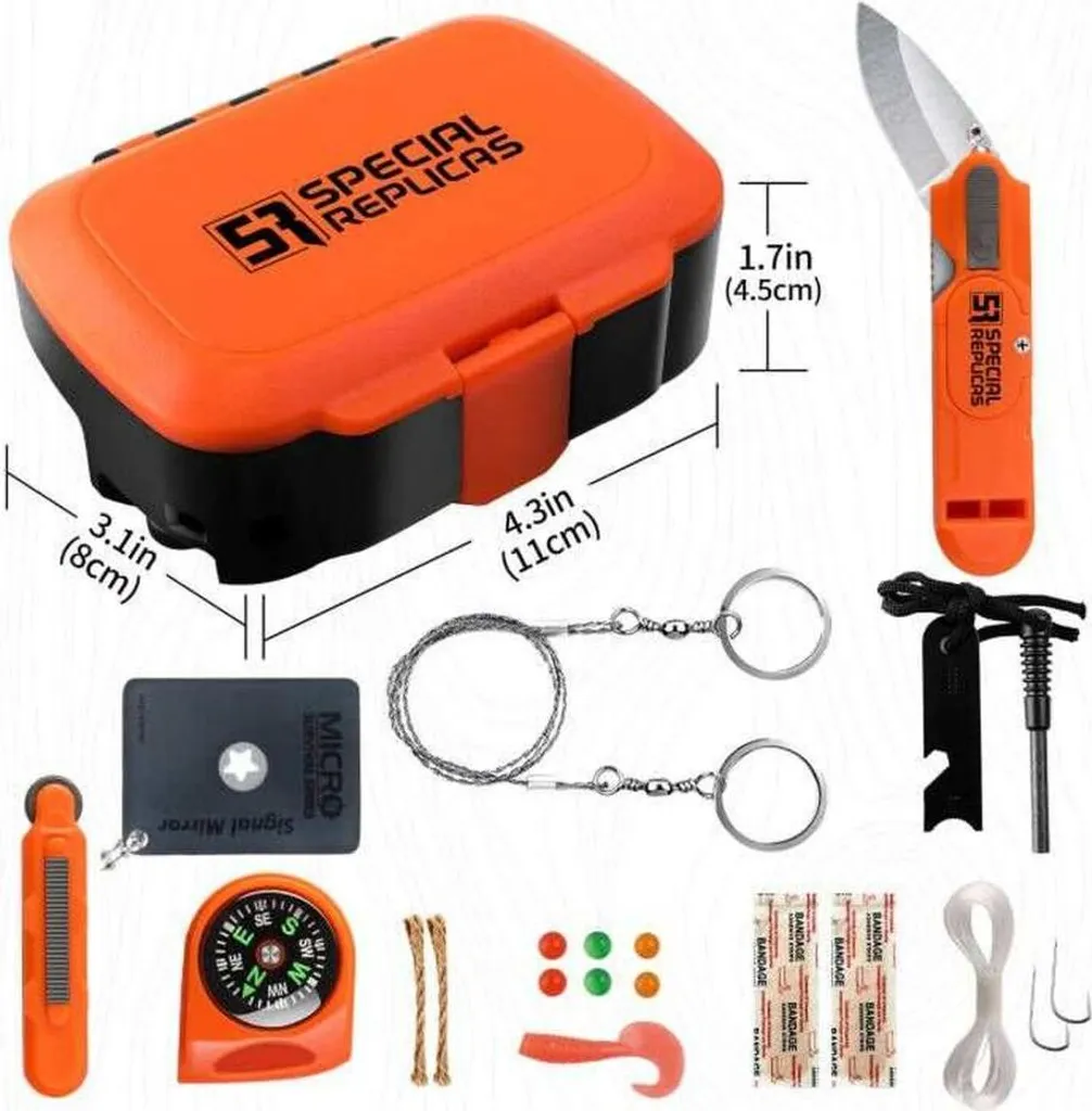Kit d'urgence complet 27 accessoires pour bivouac et randonnée sauvage