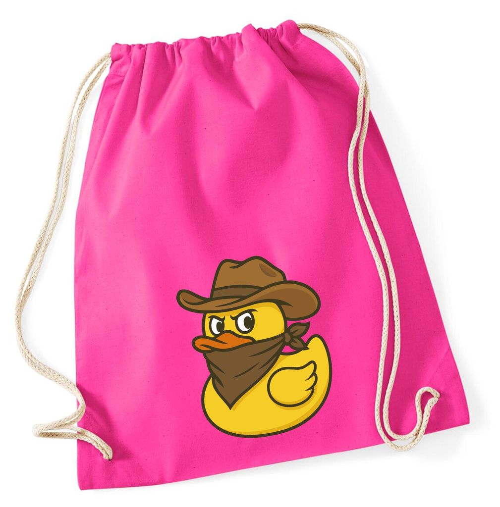Huuraa Turnbeutel Quietscheente Bandit Gummiente Räuber 12 Liter Fuchsia Baumwolle Rucksack Geschenkidee