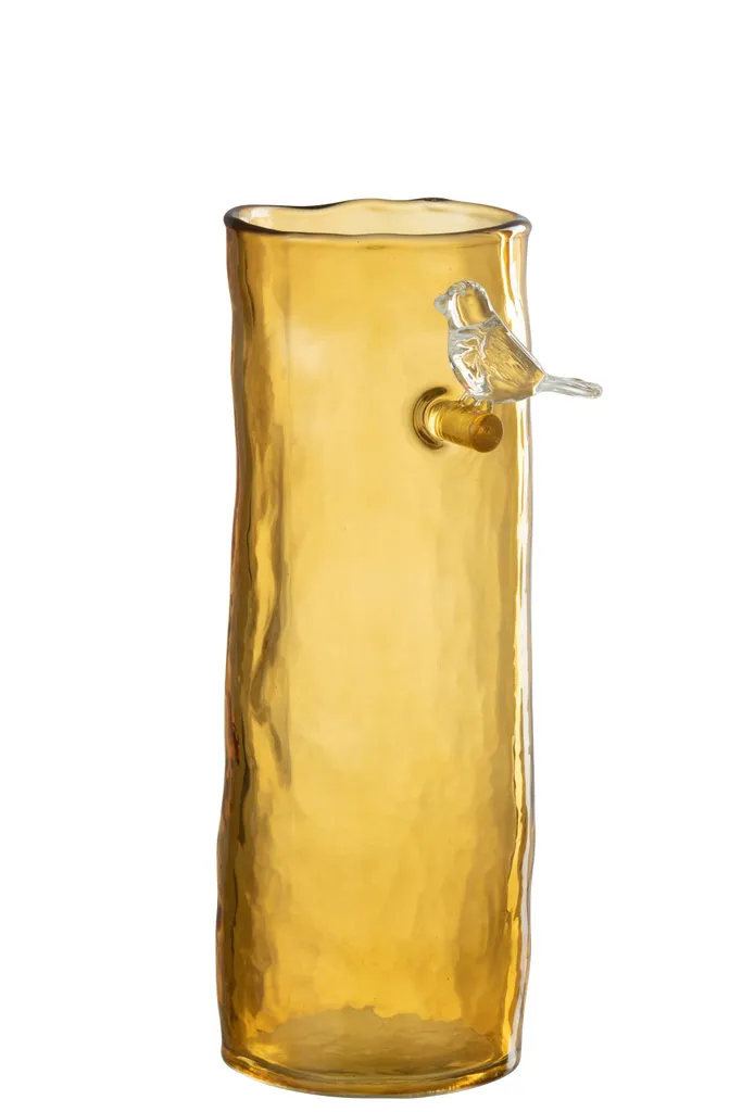 J-Line Vase Oiseau en Verre Ocre Small - Décoration Longue Élégante