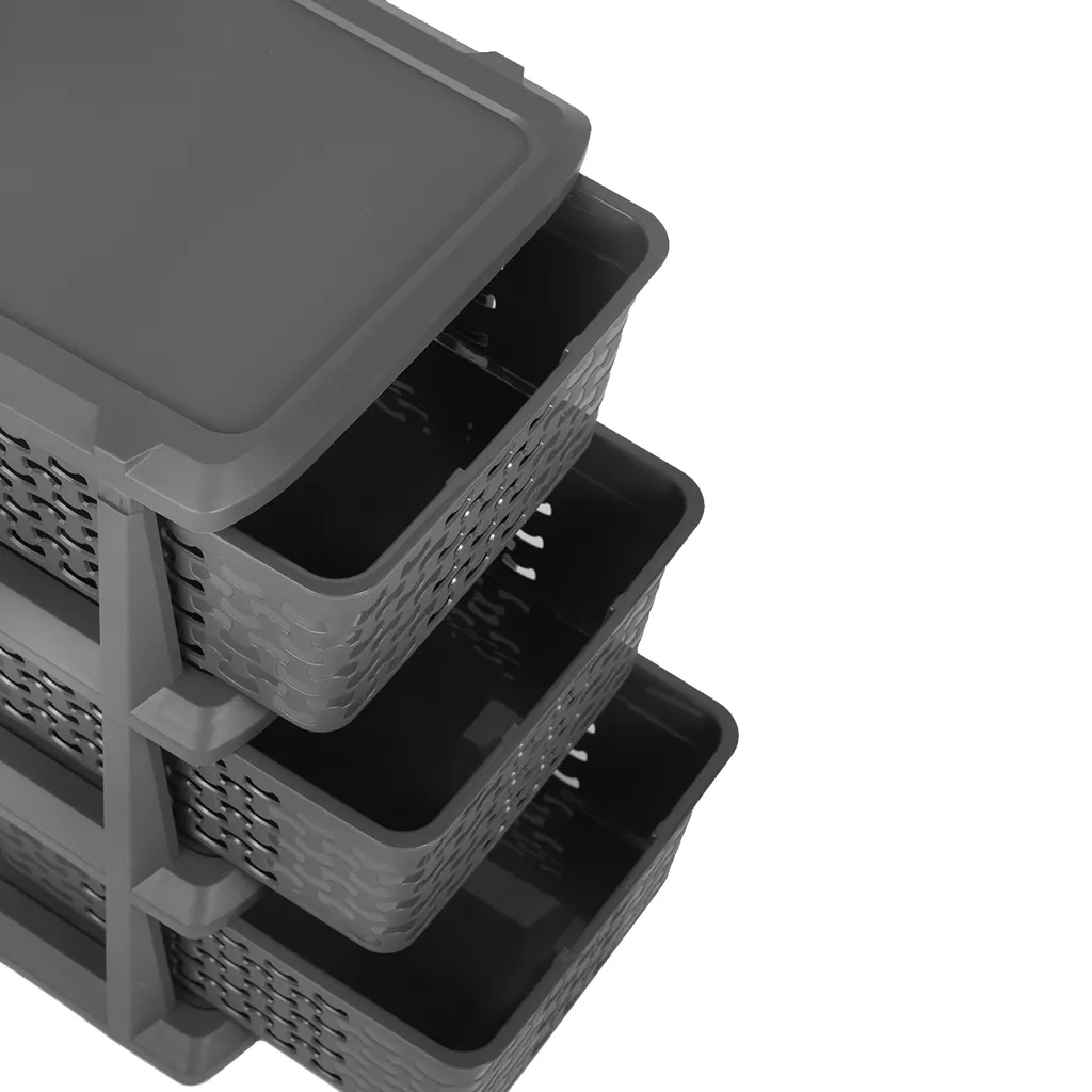 Support à paniers modulables en coton gris anthracite pour armoire