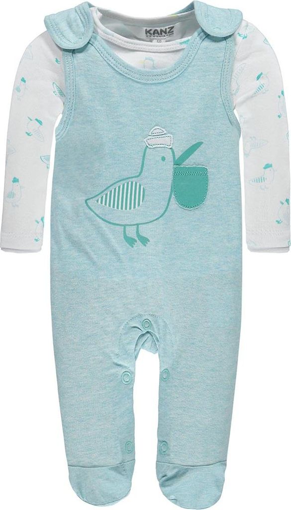 Blaues Kanz-Set aus Strampler und Bluse für Jungen