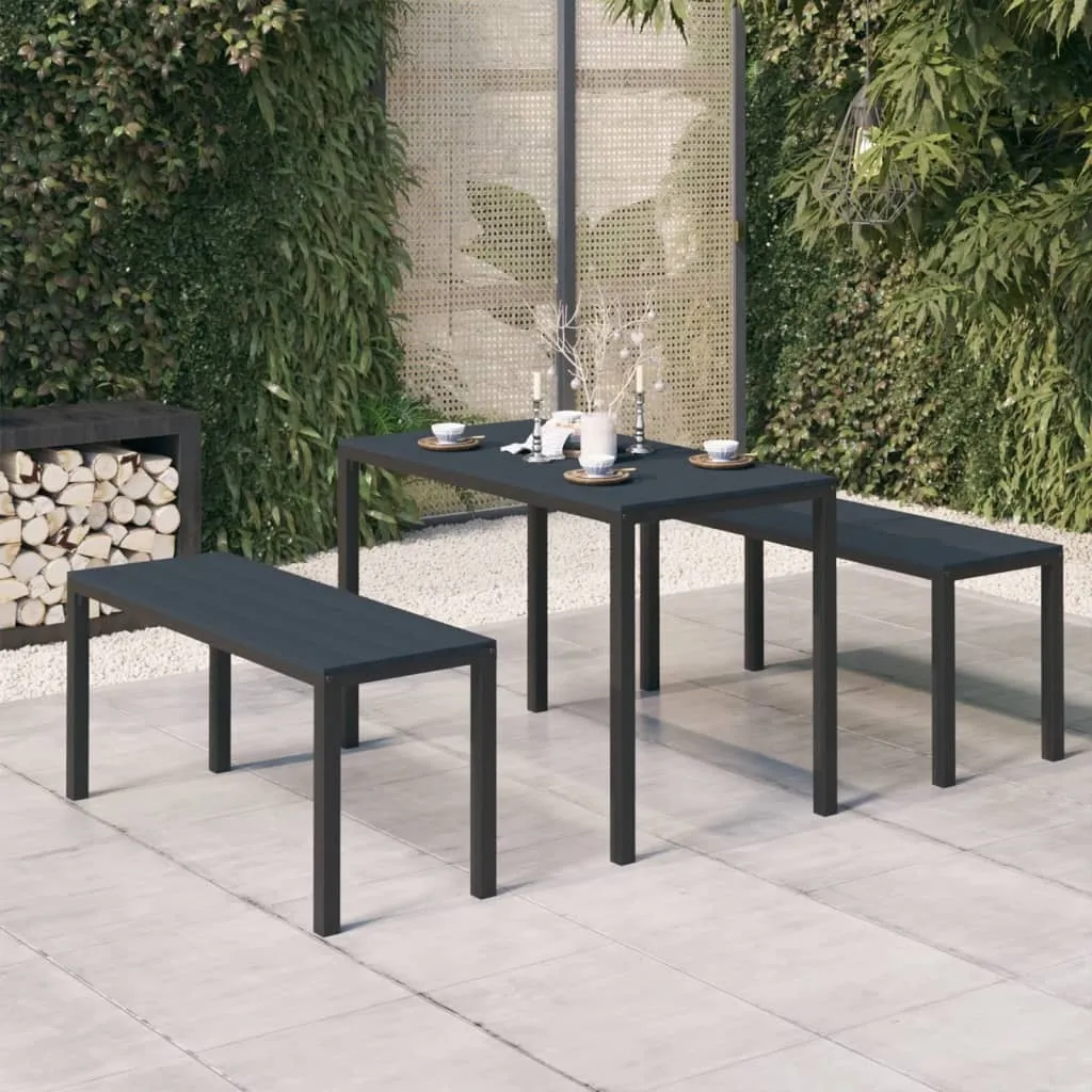 Ensemble jardin 3 pièces noir sans entretien acier et WPC robuste