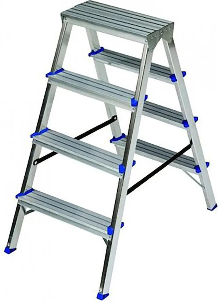 Escabeau double 4 marches aluminium 86,5 cm avec marches antidérapantes