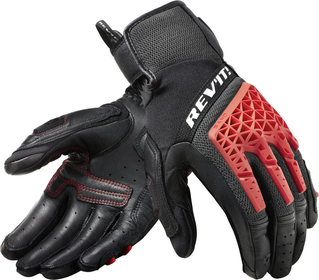 Gants Moto Sand 4 Rev'it Noir Rouge 2XL - Finies les Mains Chaudes à Moto
