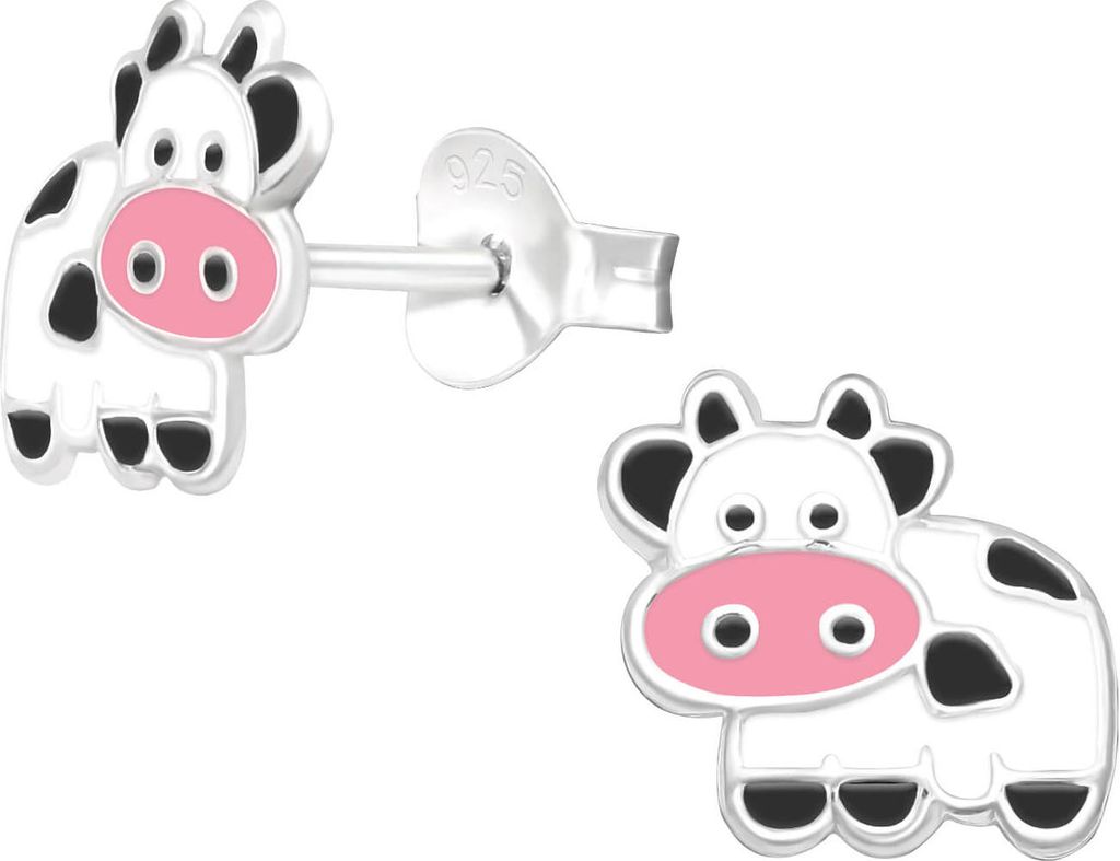 Ohrstecker Sterling Silber Kuh-Ohrstecker für Kinder mit Epoxid