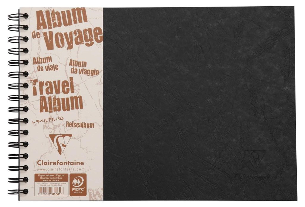 Clairefontaine Reisealbum AgeBag A4 quer lin+bl 40Bl sw