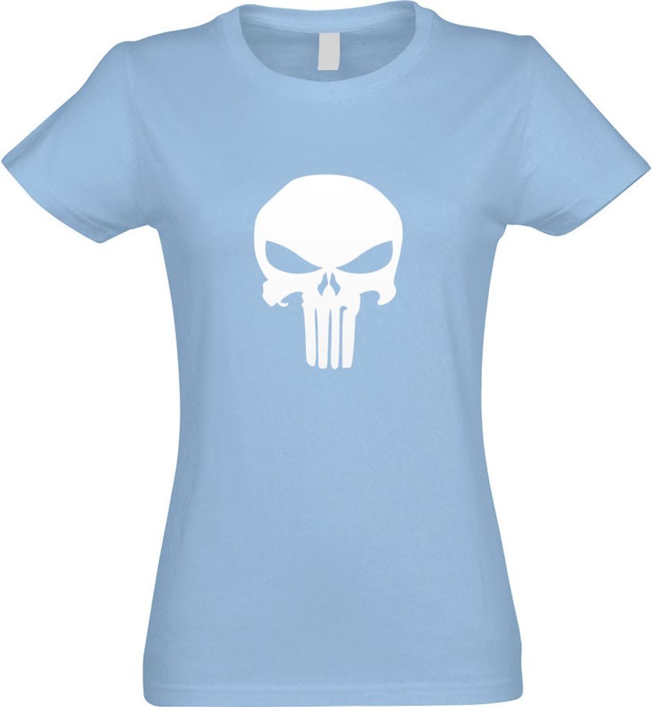 Kiwistar - T-Shirt tailliert - Damen - himmelblau - Totenkopf - mit Motiv Bedruckt - Funshirt Design - Sport - Freizeit - Damen - S