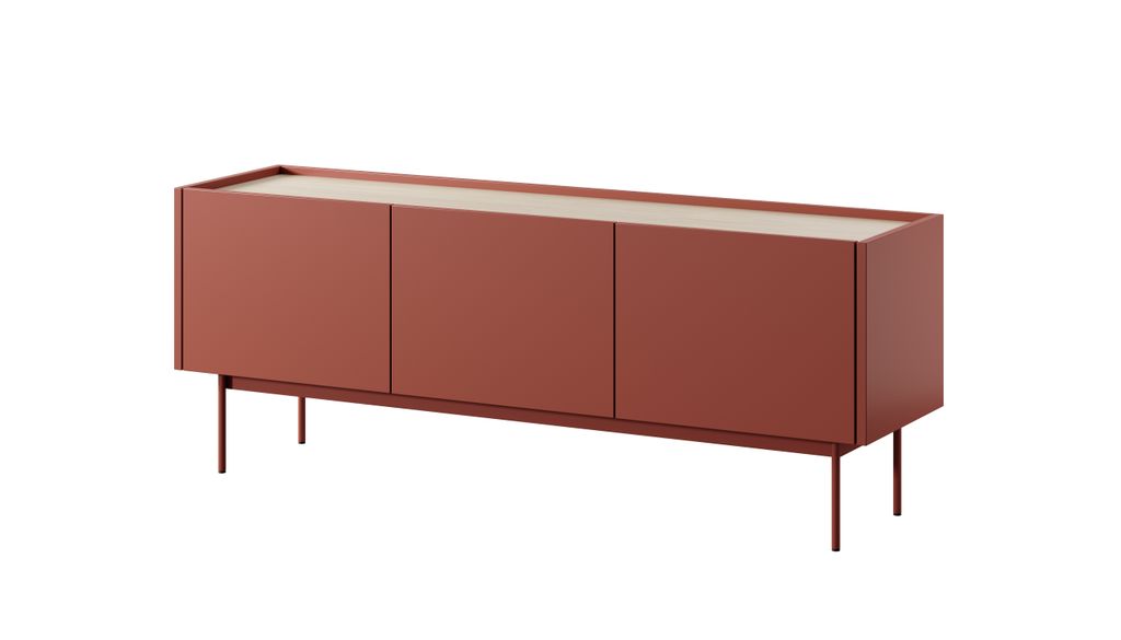 TV-Schrank : Korpus und Front: Ziegel, Linea-Eiche TOP, 144 Produktbild 