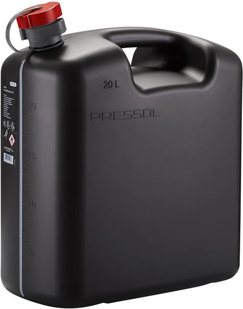 Jerrican 20L Noir PE Haute Densité avec Graduation Latérale Précise
