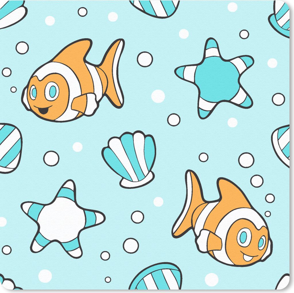 MuchoWow Mauspad Mousepad Muster - Clownfisch - Meer - Tiere 20x20 cm - Mousepads - Maus Mat - Pad - Mausunterlage - Desk Mat - Bureauartikeln