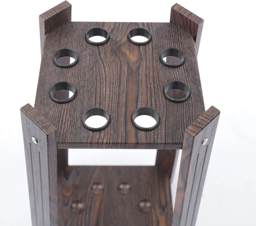 Support Billard 8 Trous Finition Bois Brun - Structure Stable au Sol - 9