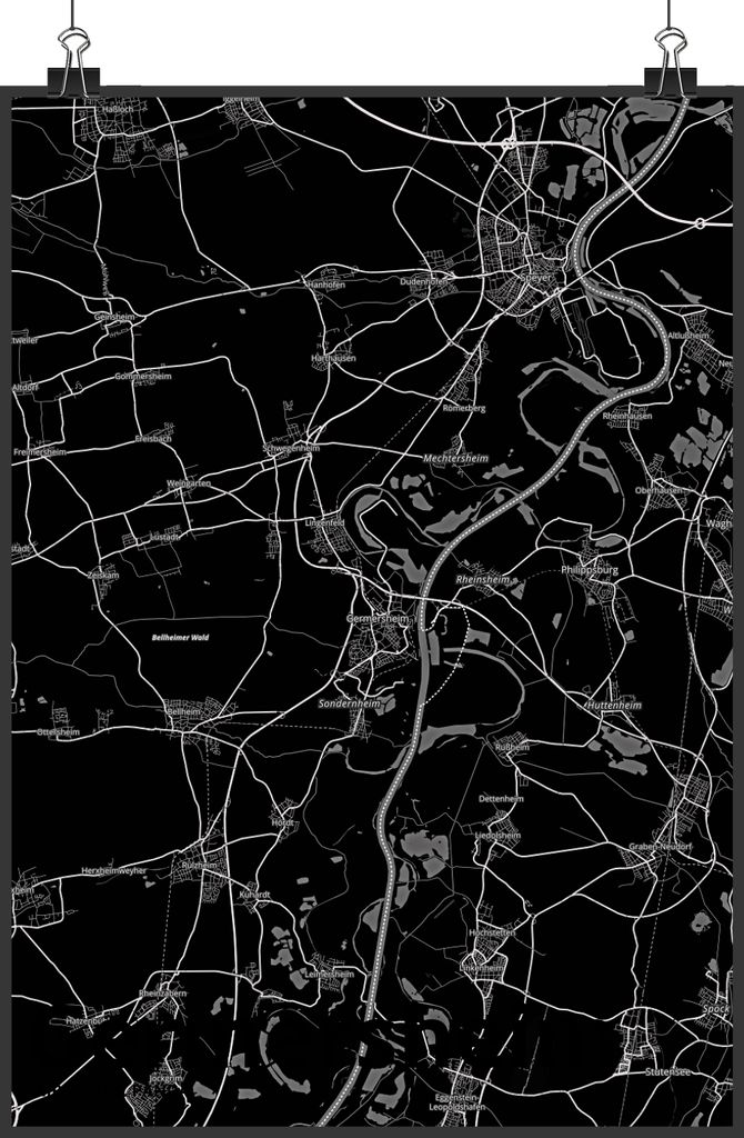 Mr. & Mrs. Panda Bild Germersheim DIN A3 - Geschenk, wanddeko, Wandbild, Kunstdruck, Stadt, Deko, Dorf Karte Landkarte Map Stadtplan, drucke