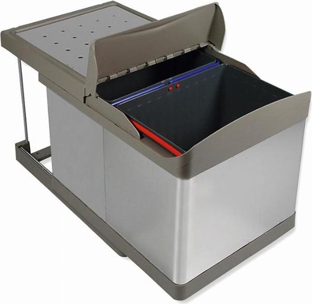 Automatischer verschiebbarer Abfalleimer 2 x 16 L EMUCA - Edelstahl