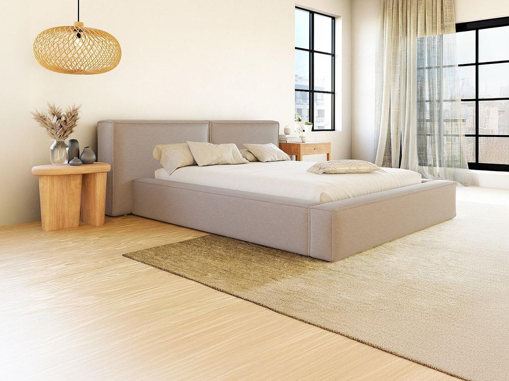 Bett mit Kommode 180 x 200 cm - Stoff - Beige - TIMANO IIPascala Morabito