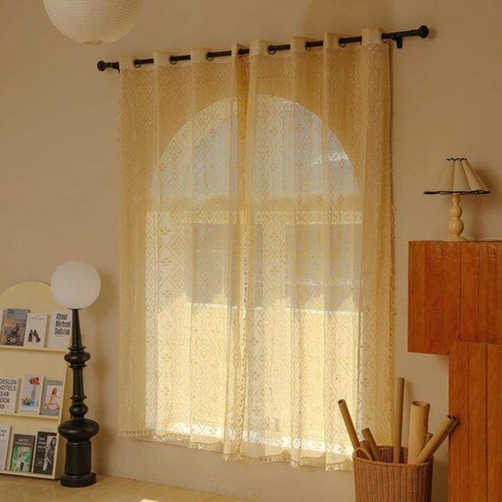 Beige gehaakte Wandvorhang 150 x 230 cm
