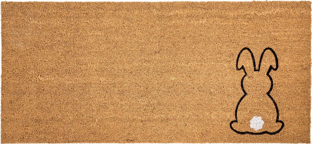 BELIANI Fußmatte Naturfarben Kokosfaser 55 x 120 cm Rechteckig mit Hasenmotiv Anti-Rutsch-Rückseite Indoor Innenbereich Fußabtreter