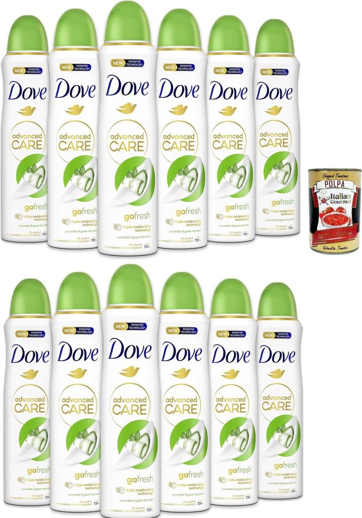 Dove Deodorante Spray Advanced Care Go Fresh Gurke und grüner Tee, deo Mit feuchtigkeitsspendenden und empfindlichen Formel,ohne Alkohol, 72 Stund...