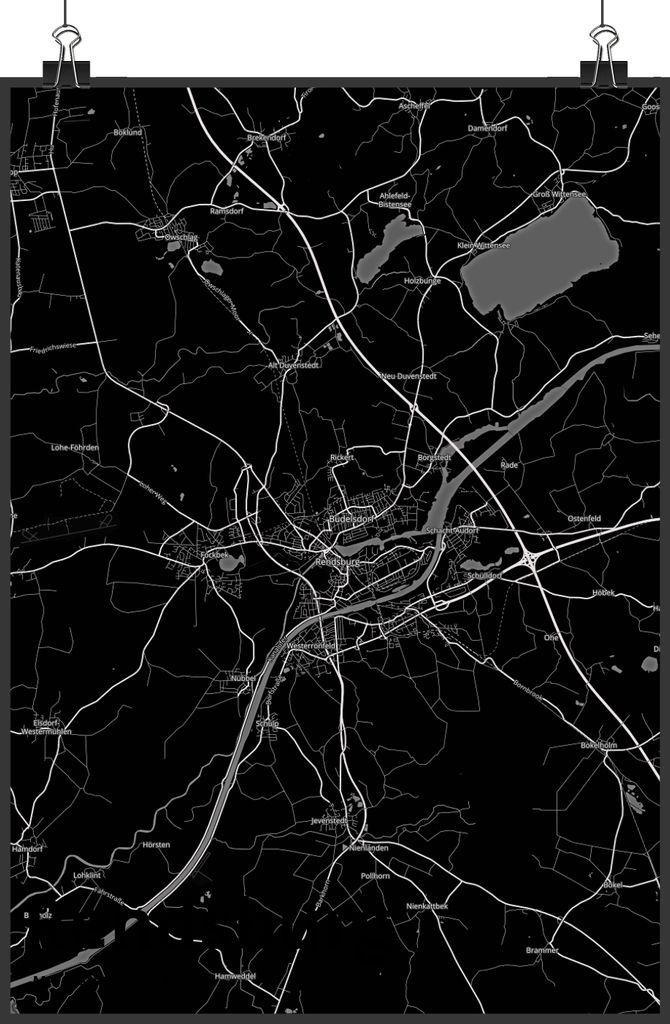 Mr. & Mrs. Panda Bild Rendsburg DIN A4 - Geschenk, Plakat, Stadt Dorf Karte Landkarte Map Stadtplan, drucke, Wandbild, Kunstdruck, wanddeko