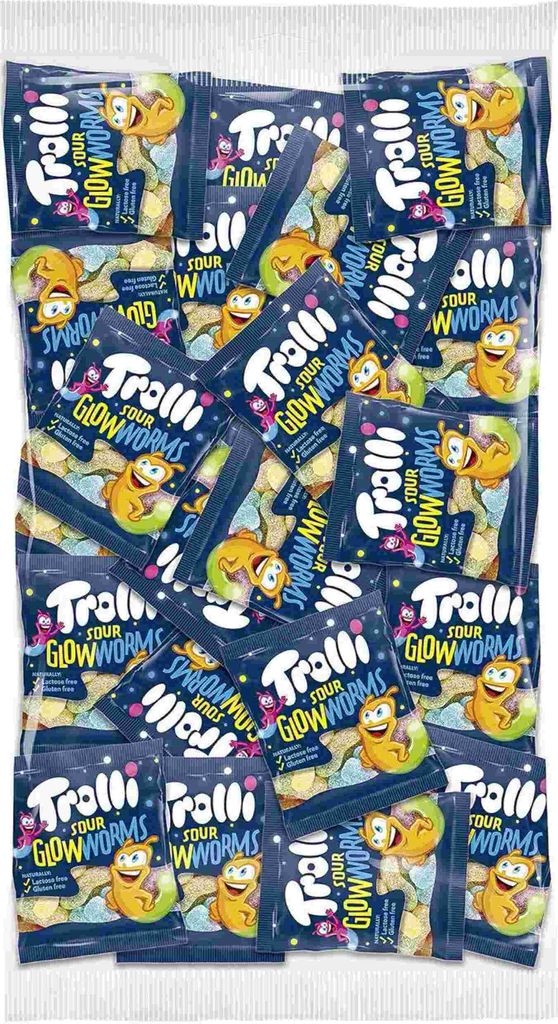 Trolli Sour Glowworms worek 100x10g, na karnawał lub Zdjęcie produktu 