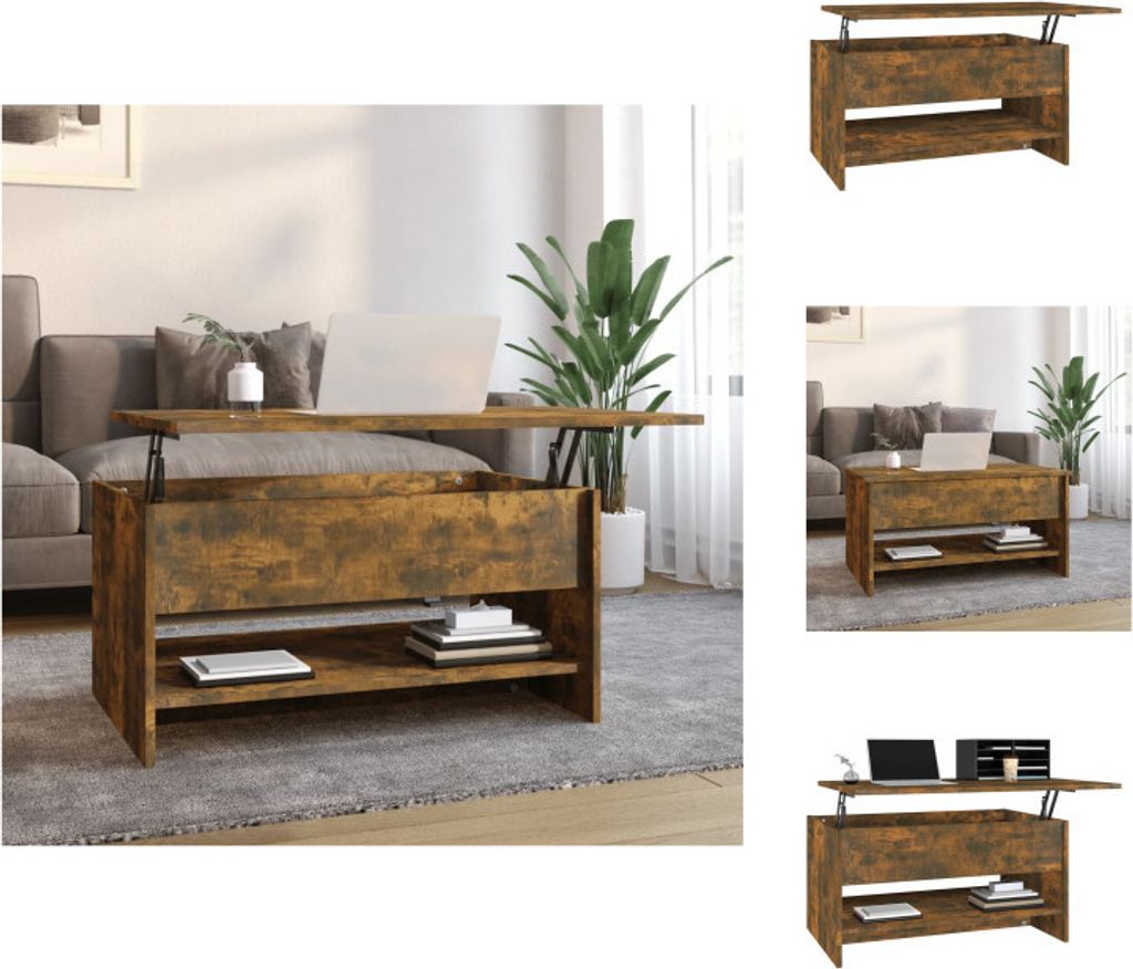 vidaXL Couchtisch Räuchereiche 80x50x40 cm Holzwerkstoff - Couchtische