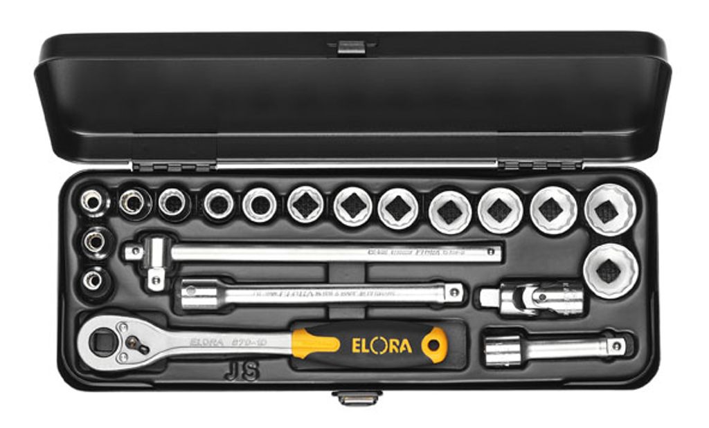 Elora Steckschlüssel-Satz 3/8", Zwölfkant, 20-teilig 6-22 mm, ELORA-870-JSU