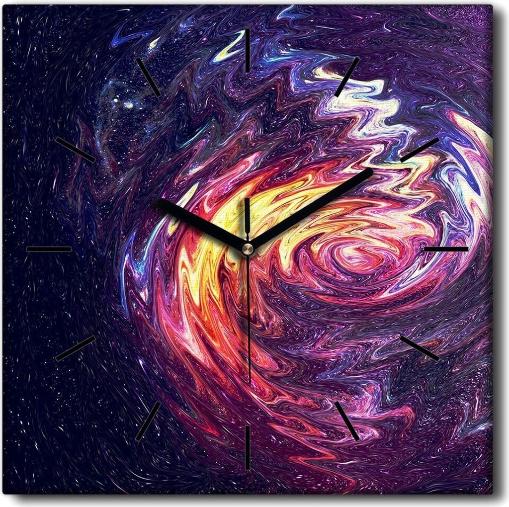 Coloray Uhr auf Leinwand 30x30 cm Wand Uhr Dekoration Wohnzimmer Segeltuch schwarze Hände -Abstraktion Aquarell