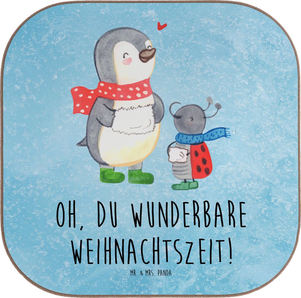 Mr. & Mrs. Panda Tischuntersetzer Smörle Winterzeit - Eisblau - Geschenk, garten untersetzer, Weihnachtsgruß, bieruntersetzer, Weihnachtszeit, Qu...